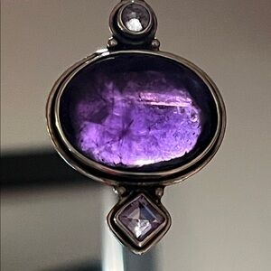 Bali Silver Pendant with Deep Purple Gemstones